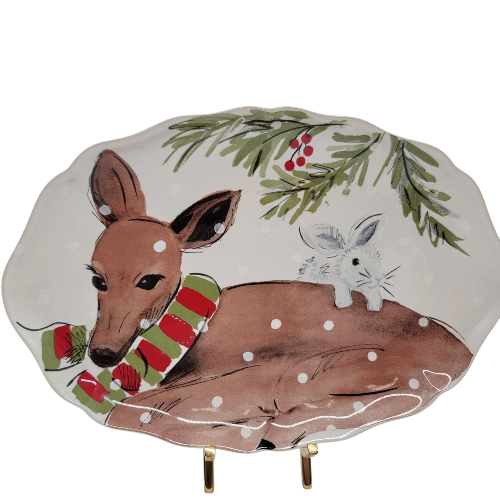 Christmas Casafina Deer Friends Oval Platter
